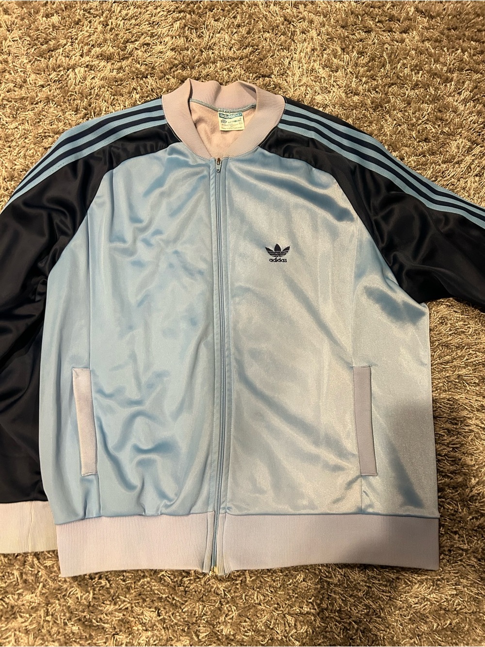 Vintage 80s Adidas ATP Keyrolan Track Jacket XL Made in USA Trefoil Blue